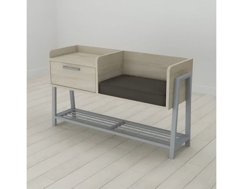 Банкетка с тумбочкой и сидением Ferrum-decor Бланка 540x1000x320 металл Серый ДСП Сонома 16 мм (FRD-103041)