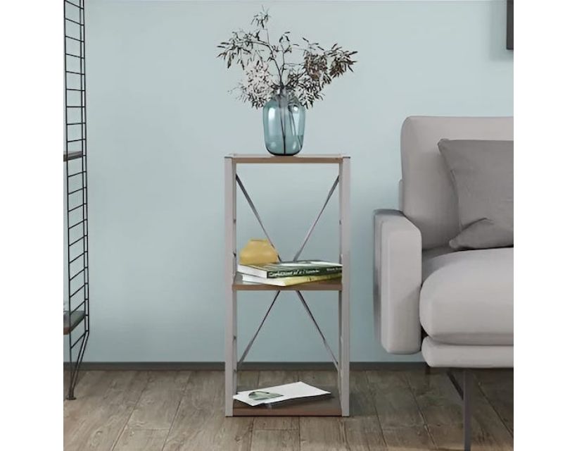 Этажерка 3/34 Ferrum-decor Серии Коннект 73x34x28 серый ДСП Дуб Сонома Трюфель 16мм (FRD-104305)