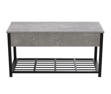 Банкетка з ящиком Ferrum-decor Дрейк 1 550x1000x400 метал Чорний ДСП Бетон 16 мм (FRD-103051)