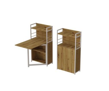 Стіл книга з етажеркою Практик 1 Ferrum-decor 1200x640x990 Білий метал ДСП Дуб Артизан 16 мм (FRD-104623)