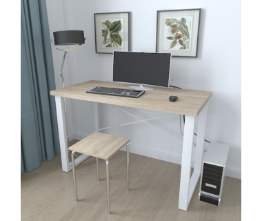 Письмовий стіл Ferrum-decor Драйв 750x1200x600 Білий метал ДСП Дуб Сонома 32 мм (FRD-103334)