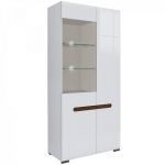 Пенал-вітрина з підсвічуванням BRW (БРВ) Ацтека REG1W1D/21/9 Білий + Білий глянець (GRB-1663)