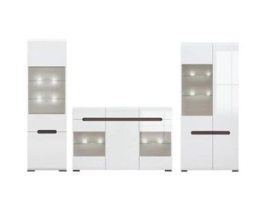 Модульна стінка для вітальні BRW (БРВ) Ацтека N77867 Білий + Білий глянець (GRB-1646)