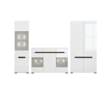 Модульна стінка для вітальні BRW (БРВ) Ацтека N77866 Білий + Білий глянець (GRB-1645)