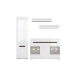 Модульна стінка для вітальні BRW (БРВ) Ацтека N77778 Білий + Білий глянець (GRB-1626)