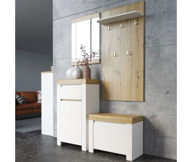 Передпокій модульний із дзеркалом Гербор Ріко Німфея альба + Дуб артизан (GRB-1863)