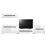 Модульна стінка для вітальні BRW (БРВ) Ацтека N77858 Білий + Білий глянець (GRB-1637)