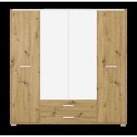 Шкаф с зеркалом в спальню Гербор Рутения SZF4D2S Дуб артизан + Нимфея альба (GRB-1446)