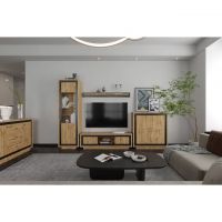 Комод у вітальню Гербор Антарес KOM2D3S Дуб Тахо + Чорний (GRB-1112)