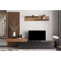 Модульна стінка для вітальні Гербор Ребекка плюс Дуб артизан + Чорний (GRB-1920)