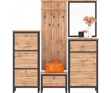Набор мебели в прихожую Гербор Чос N9964 Дуб Тахо + Черный (GRB-1048) Набор мебели в прихожую Гербор Чос N9964 Дуб Тахо + Черный (GRB-1048)