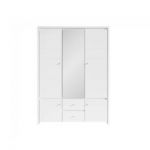 Шкаф в спальню с зеркалом BRW (БРВ) Кристина SZF5D2S Белый + Белый глянец (GRB-1797)