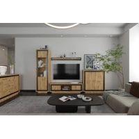 Модульна стінка для вітальні Гербор Антарес N100024 Дуб Тахо + Чорний (GRB-1208)