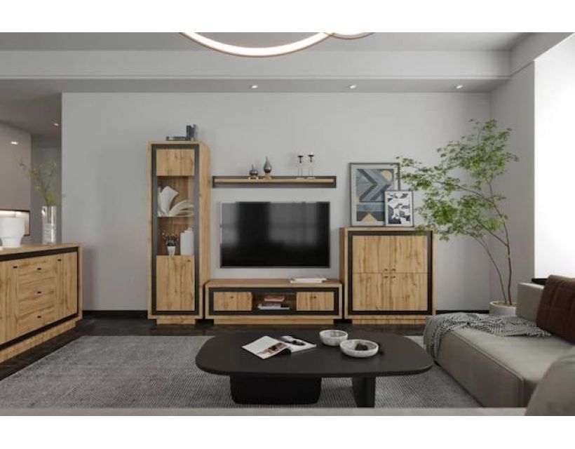 Модульная стенка для гостиной Гербор Антарес N100024 Дуб Тахо + Черный (GRB-1208)