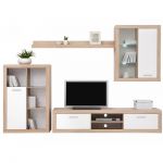 Модульная стенка для гостиной с подсветкой BRW (БРВ) Сансет Дуб сонома + Нимфея альба (GRB-1938)