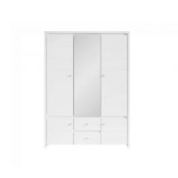 Шафа в спальню з дзеркалом BRW (БРВ) Крістіна SZF5D2S Білий + Білий глянець (GRB-1797)