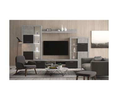 Модульна стінка для вітальні Гербор Альпін (4 елементи) Бетон ательєр + Антрацит (GRB-1893)