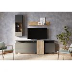 Модульная стенка для гостиной BRW (БРВ) АРС Мини Антрацит + Элегантный серый + Дуб крафт тобако + Дуб крафт золотой (GRB-1899)