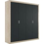 Шкаф распашной для одежды Гербор Сара SZF4D Дуб сонома + Антрацит (GRB-1448)