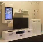 Модульная стенка для гостиной с подсветкой BRW (БРВ) Аляска Нимфея альба + Белый глянец (GRB-1894)