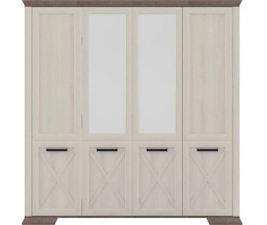 Шкаф для одежды с зеркалом Гербор Марсель SZF4D Ясен снежный + Дуб сонома трюфель (GRB-1435)