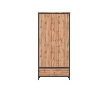 Шкаф распашной с ящиком Гербор Чос SZF2D1S Дуб Тахо + Черный (GRB-1456)
