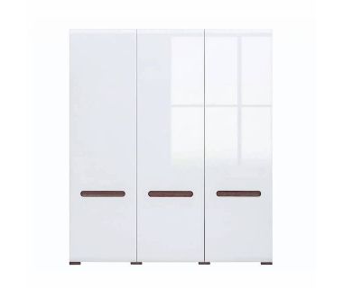 Шафа тридверна в спальню BRW (БРВ) Ацтека SZF3D/21/18 Білий + Білий глянець (GRB-1657)