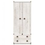 Шкаф распашной с ящиками BRW (БРВ) Индиана JSZF2D2S/80 Сосна аризонская (GRB-1603)