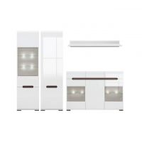 Модульна стінка для вітальні BRW (БРВ) Ацтека N77862 Білий + Білий глянець (GRB-1641)