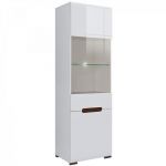 Пенал-вітрина з підсвічуванням BRW (БРВ) Ацтека REG1W1D/21/6 Білий + Білий глянець (GRB-1662)