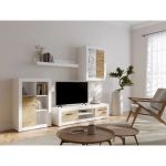 Модульна стінка для вітальні BRW (БРВ) Шакіра Німфея альба + Дуб артизан (GRB-1927)