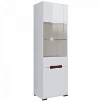 Пенал-витрина с подсветкой BRW (БРВ) Ацтека REG1W1D/21/6 Белый + Белый глянец (GRB-1662)