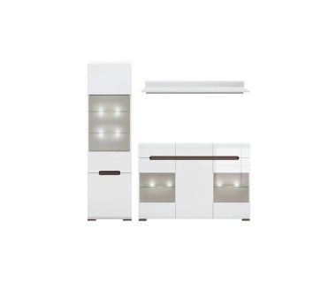 Модульна стінка для вітальні BRW (БРВ) Ацтека N77863 Білий + Білий глянець (GRB-1642)