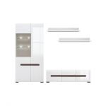 Модульна стінка для вітальні BRW (БРВ) Ацтека N77853 Білий + Білий глянець (GRB-1632)