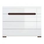 Комод в гостиную BRW (БРВ) Ацтека KOM4S/8/11 N (телескопы) Белый + Белый глянец (GRB-1484)