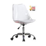 Офісне крісло Астер прозоре з білим сидінням