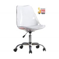 Офісне крісло Астер прозоре з білим сидінням