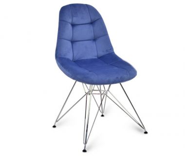 Стул Тауэр S велюр синий ножки металлические хром