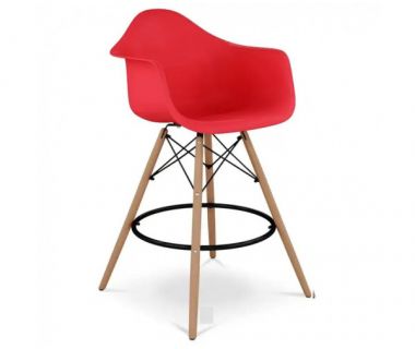 Стул Тауэр Вуд Eames барный высокий красный
