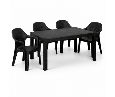 Комплект мебели 4 стула Мила + пластиковый стол Лори черный