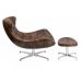 Кресло Мексика с оттоманкой, экокожа коричневая SDM (Групо СДМ) в интернет-магазине "Мебли Даром"