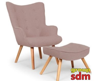 Кресло Флорино с табуреткой, оттоманкой, цвет коричневый