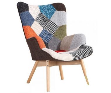 Кресло Флорино, мягкое, дерево бук, цвет пэчворк