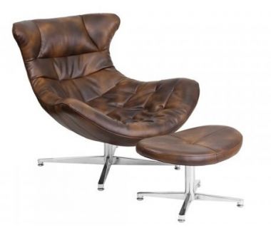 Крісло Мексика з отоманкою, екошкіра коричнева SDM (Групо СДМ)