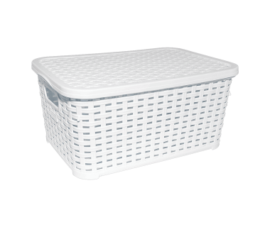 Корзина для белья под ротанг с крышкой 5 л белая