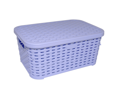 Кошик для білизни під ротанг з кришкою 5 л бузкова