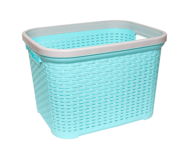 Корзина для белья под ротанг 35 л бирюзовая