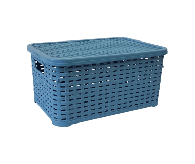 Кошик для білизни під ротанг з кришкою 10 л синя