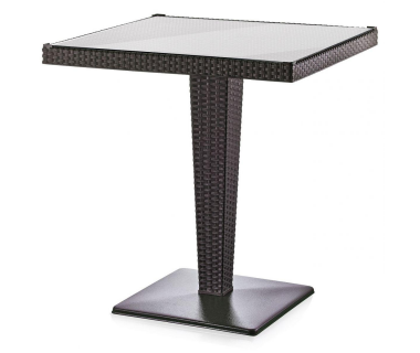 Стіл під ротанг 70х70 на одній ніжці Irak Plastik темно-коричневий