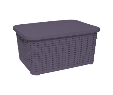 Кошик для білизни під ротанг з кришкою 10 л фіолетова